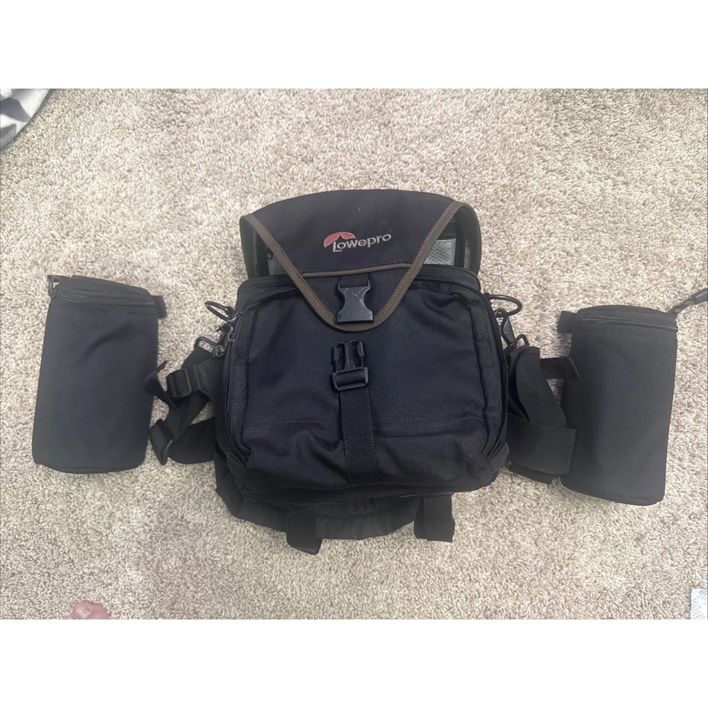 LowePro OffRoad w/2X Side Lens Holders Clean Padded Travel EUC Shoulder Or Belt